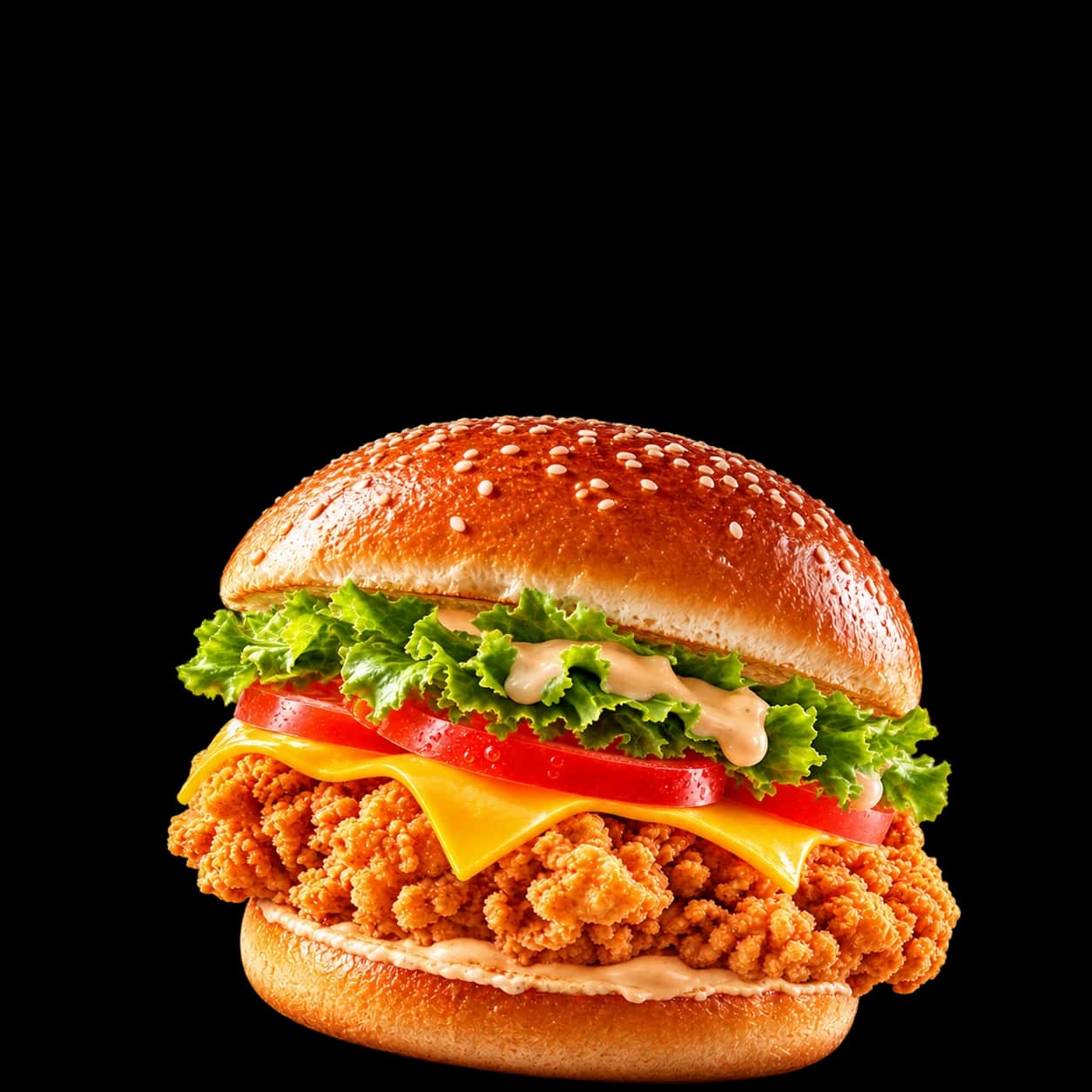 Burger 212 Chicken au poulet croustillant, salade et cheddar